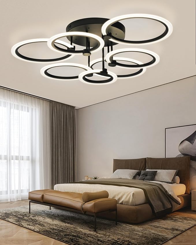 Smart LED Ceiling Light, 7-Ring Modern Flush Mount Fixture, 130W Dimmable - Image 8