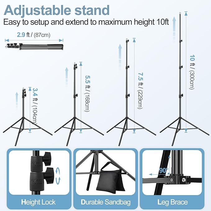 EMART 10x10FT Backdrop Stand, Photo Studio Back Drop Adjustable Stand - Image 5