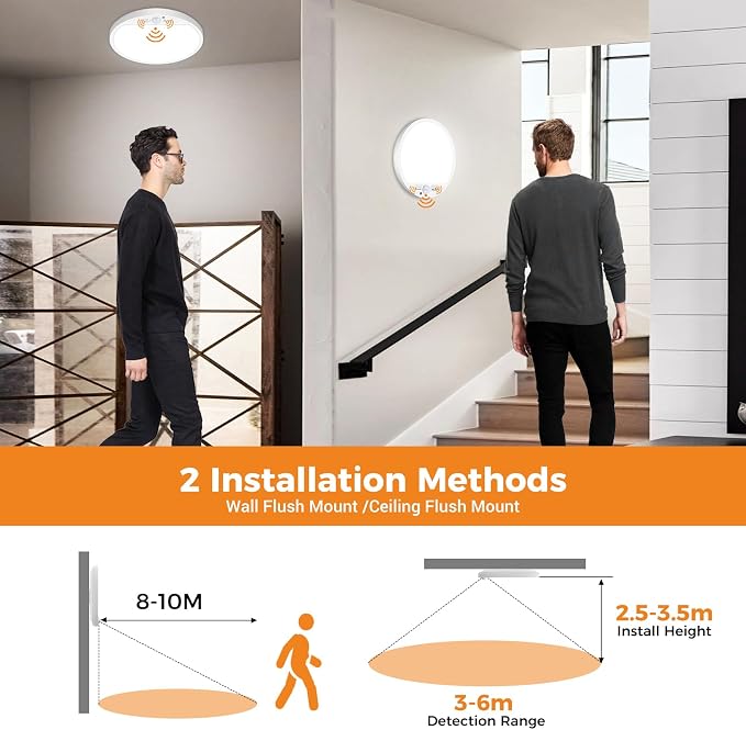 slochi 2Pack Motion Sensor Light Indoor Wired, 8.7 Inch 3000K/4000K/6500K - Image 5