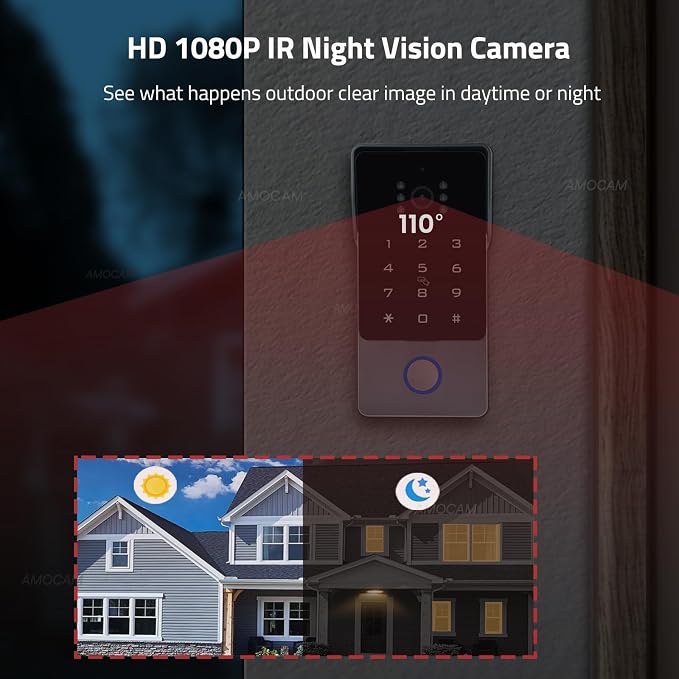2-Wires Video Intercom System, 7 Inch 1080P WiFi Touch ScreenVideo Doorbell - Image 7
