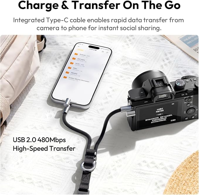 ULANZI YF01 Camera Strap with Built-in USB-C Data Cable, 3-in-1 Quick Release - Image 7
