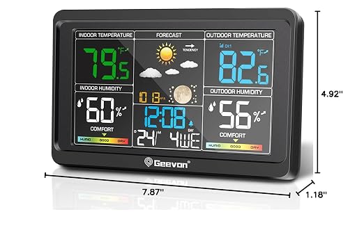 Geevon Weather Stations Wireless Indoor Outdoor Thermometer, Color VA Display - Image 10