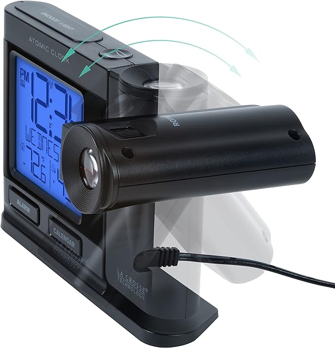 La Crosse Technology 616-41667-INT Black Atomic Projection Alarm Clock - Image 2