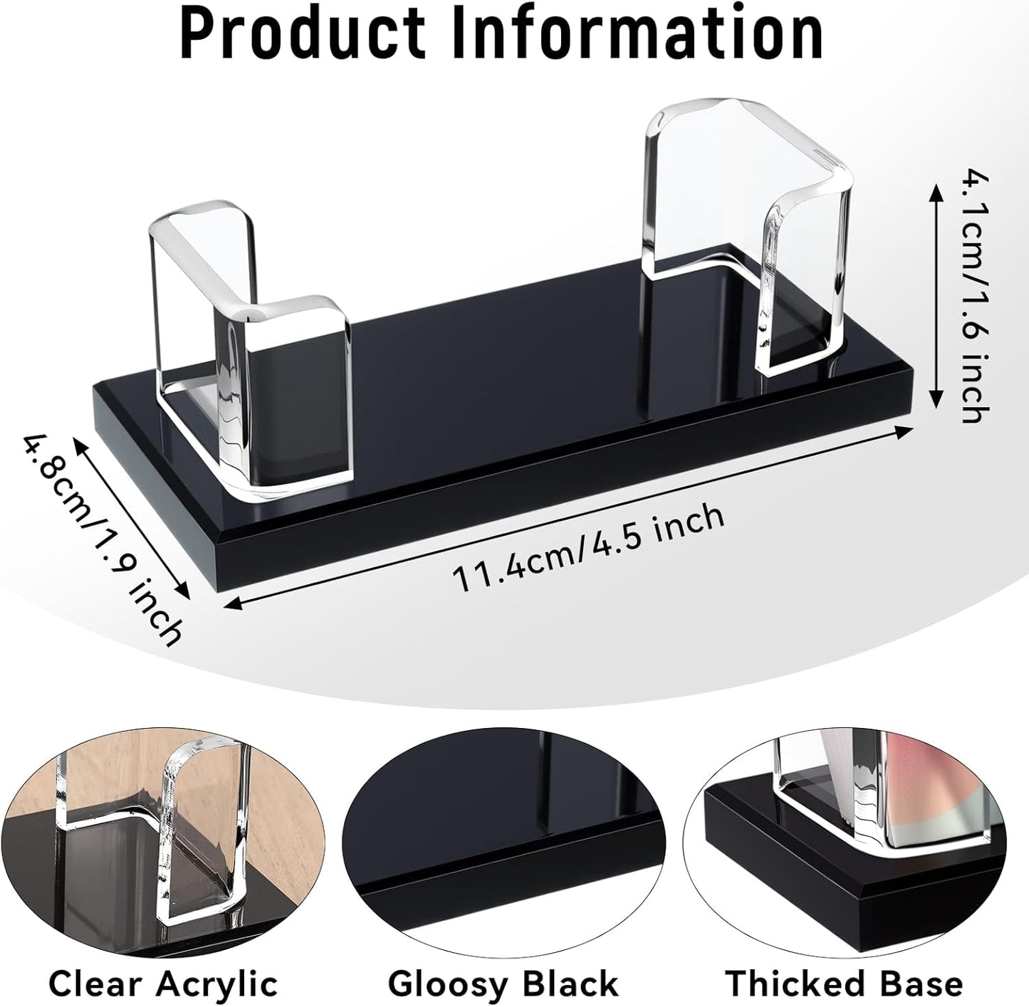 2 Pcs Acrylic Business Card Holder, Clear Black Acrylic Card Holder, Business Cards Display Stand for Women and Men Desk Accessories Office Home Exhibition , 1 Slot (2)