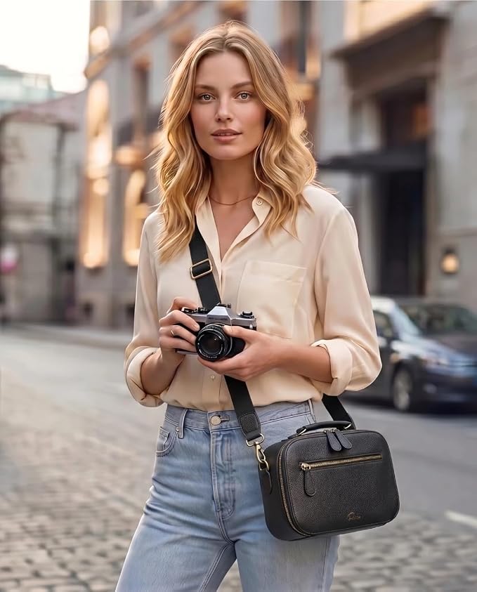 Camera Sling Bag, Waterproof PU Leather Crossbody Camere Bag - Image 2