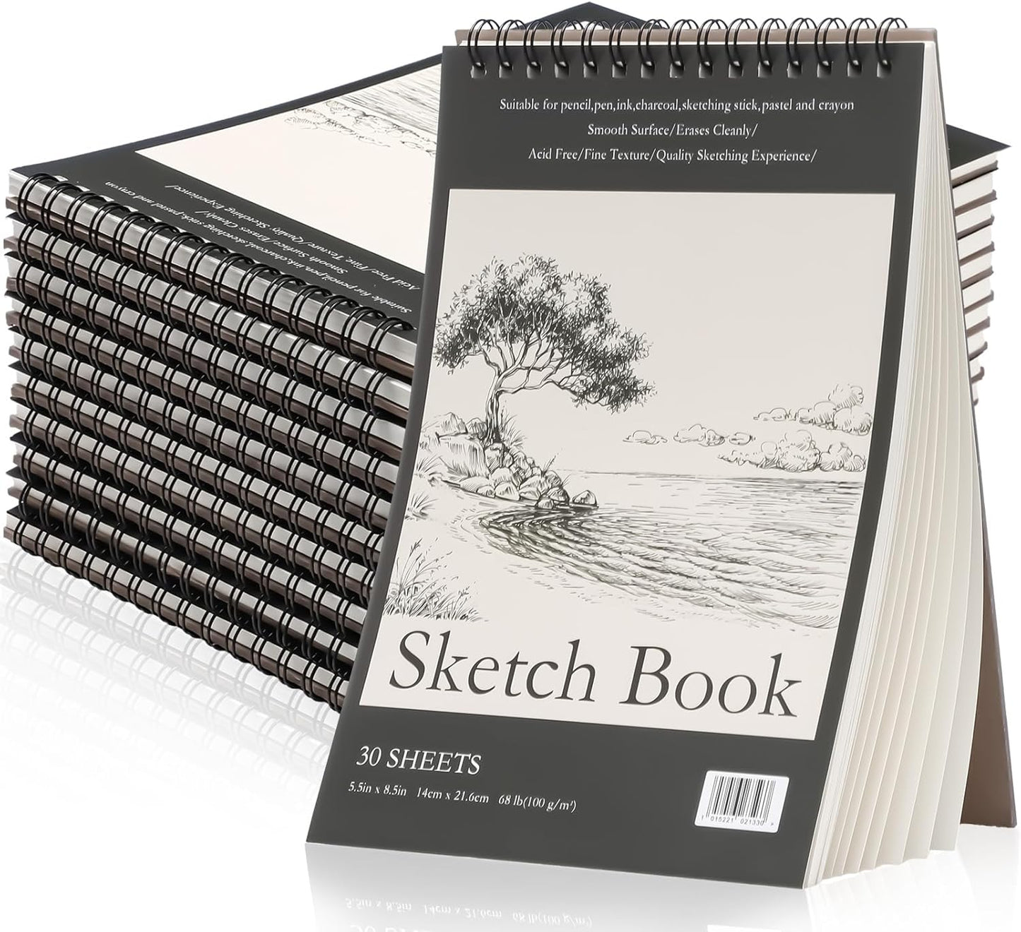 Jexine 20 Pcs 5.5'' x 8.5'' Top Spiral Bound Sketch Book 30 Sheet Each(68lb/100gsm), Sketching Drawing Pad Bulk Artist Sketch Pad Kids Drawing Paper Art Sketchbook for Painting (Tree)