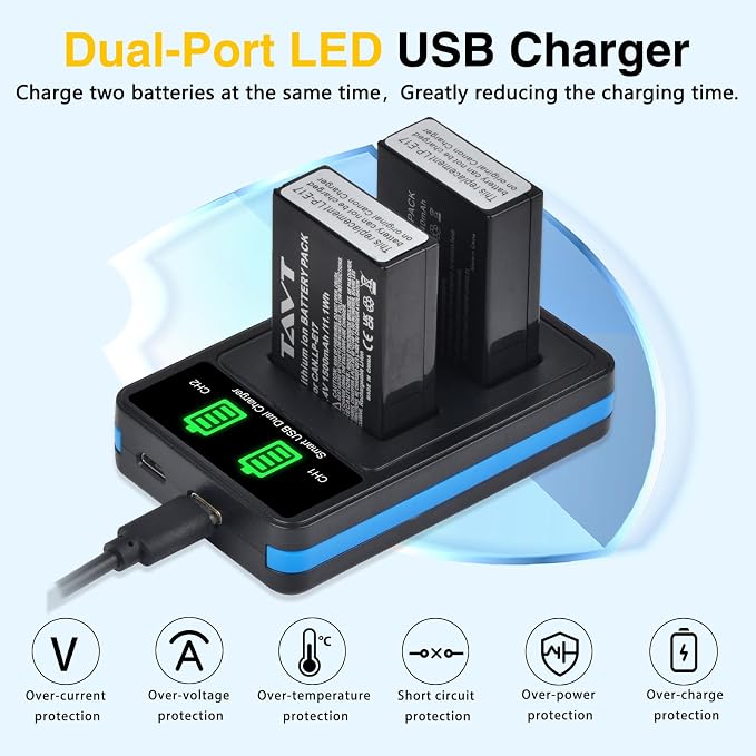 2Pcs 1500mAh LP-E17 Batteries+LED Rapid Dual Charger, Repacement Battery - Image 4