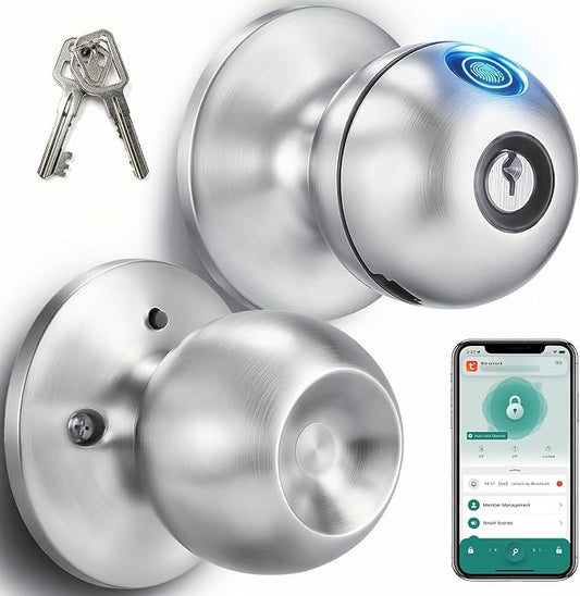 Fingerprint Door Lock, Self-Learning Biometric Smart Door Knob | 4 Modes by Embenly