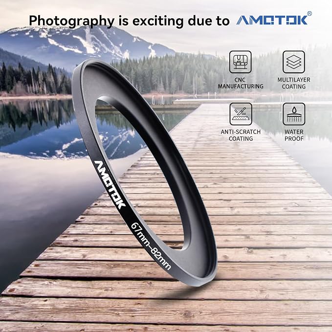 67mm Lens to 82mm Camera Lens Adapter, 67mm to 82mm Filter Step-up Ring Adapter - Image 2
