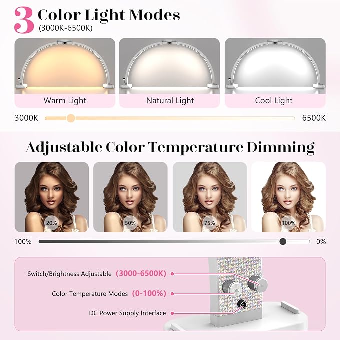LIONVISON Half Moon Light for Nail Desk: 31-inch Manicure Table Light - 48W - Image 5