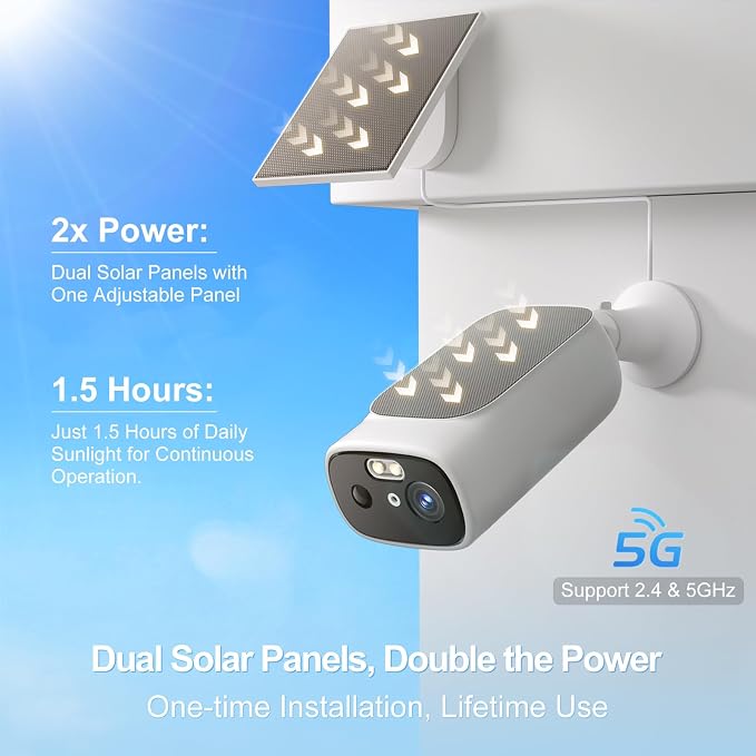 2K Solar Camera Outdoor Wireless-5/2.4Ghz WiFi Cameras - Image 2