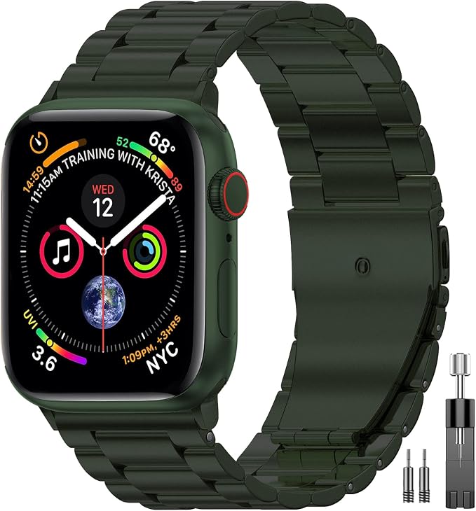 EPULY Stainless Steel Apple Watch Band, 42mm-49mm Compatible, Adjustable Length by EPULY