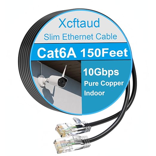 Cat 6 Patch Cable 150 feet, Slim Cat6a Ethernet Cable 10Gbps 550Mhz, UTP Pure by Unknown