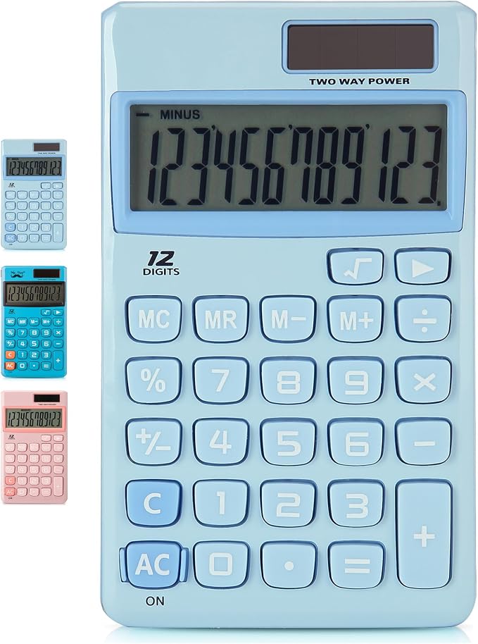 Mr. Pen- Standard Function Calculator, 12 Digits, Small Light Blue Solar Pocket by MrPen