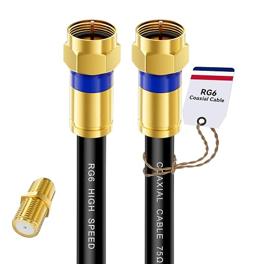 Coaxial Cable 3ft/6ft/10ft/15ft/25ft/50ft/60ft/75ft/100ft, RG6 Coax Cable by Unknown