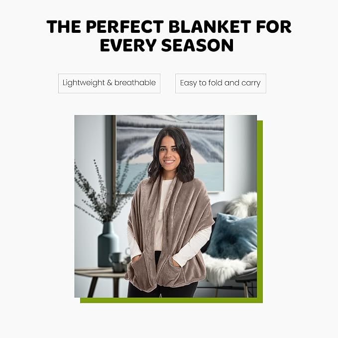 Mintra Home Wearable Microfiber Shawl – Soft and Warm Fleece Wrap - Image 3