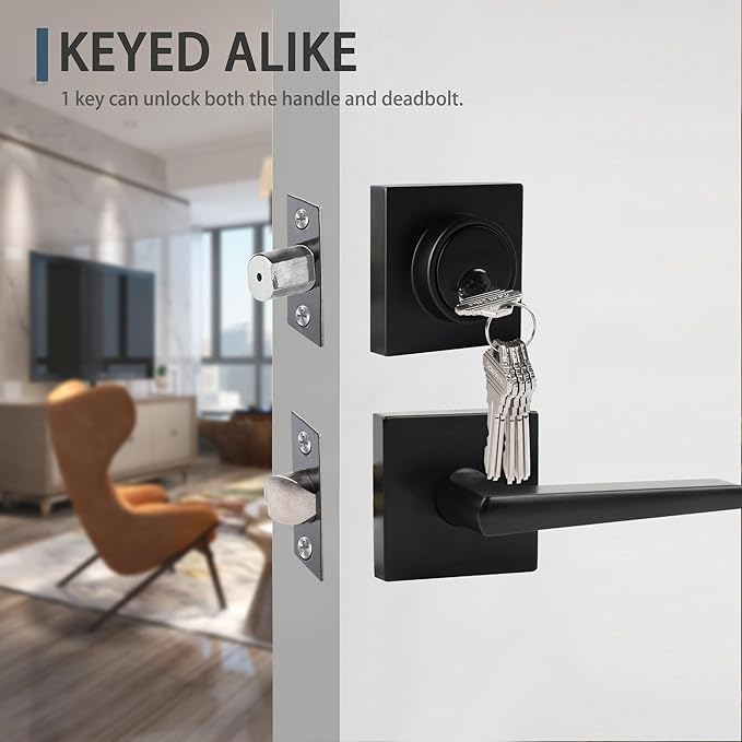 Deadbolt Lock and Door Knob Set, Exterior Door Lock Set - Image 2