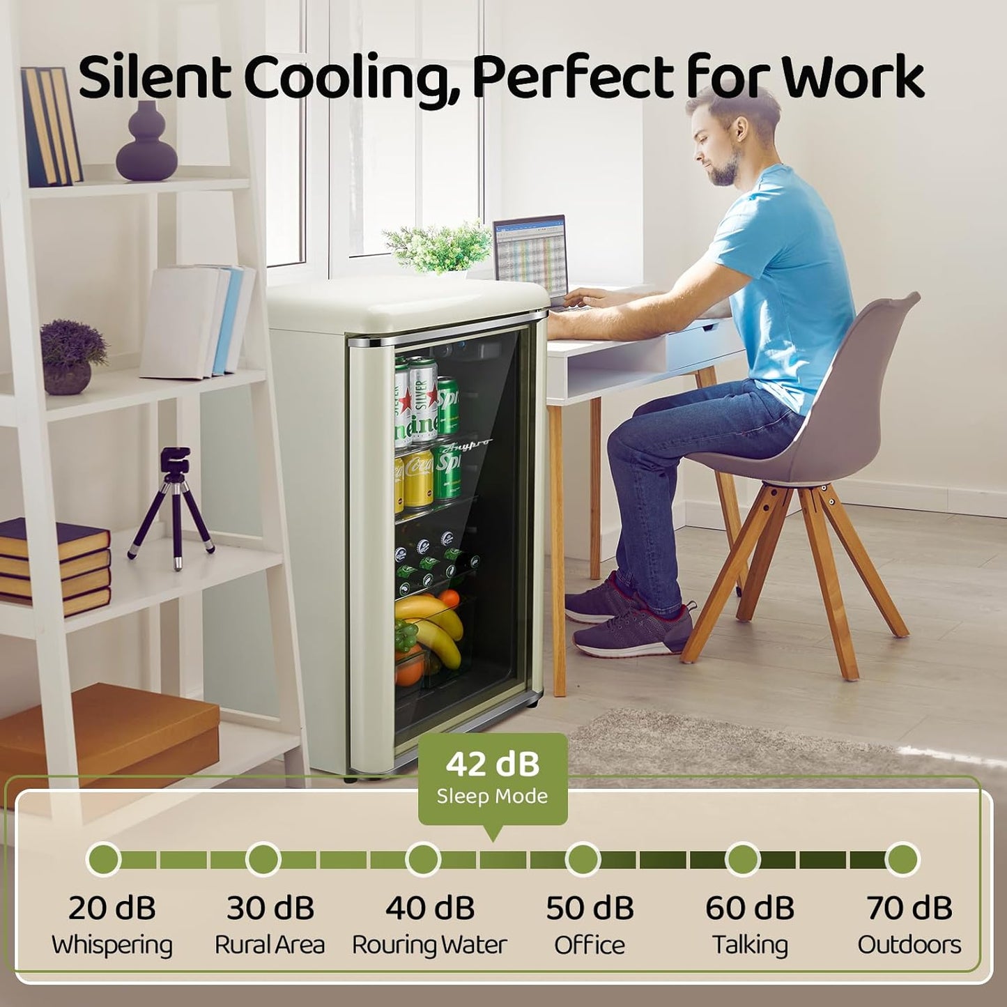 Small Beverage Refrigerator Cooler, 4.9 Cu.Ft Retro Mini fridge with Double Tempered Glass Door, 160 Can Wine Drink Beer Fridge for Office Bedroom Bar, 7 Temperatures and Adjustable Shelves