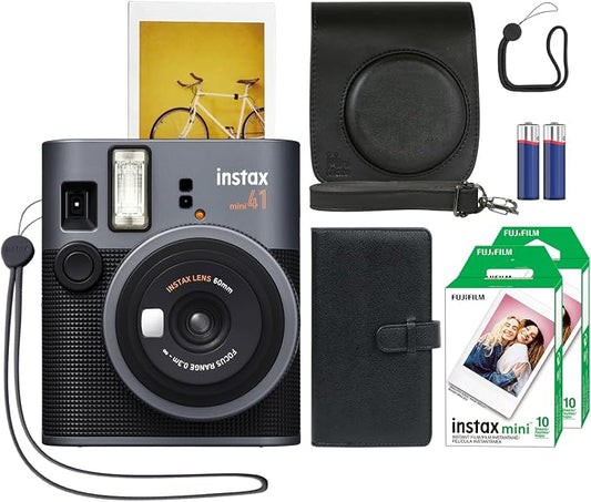 Fujifilm Instax Mini 41 Instant Film Camera Black + 20 Instax Instant Film by FUJIFILM