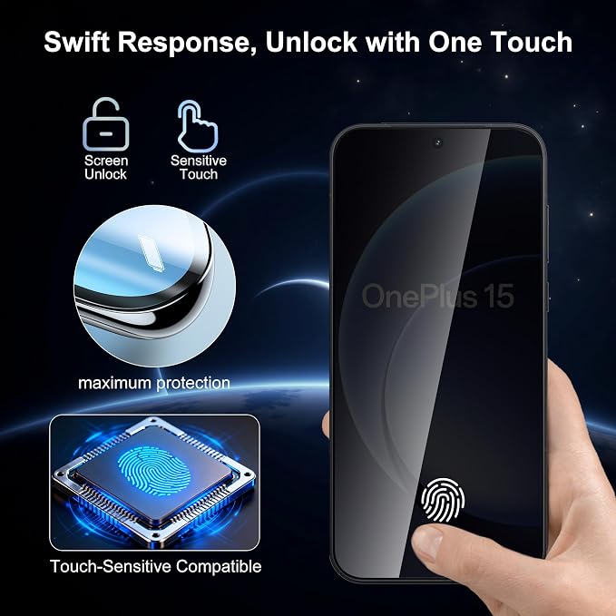 2 Pack for OnePlus 15 Privacy Screen Protector, 2 Pack Camera Protector - Image 2