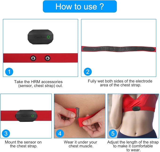 COOSPO Bluetooth Heart Rate Monitor Chest Strap H808S, ANT+ BLE HR Monitor Chest - Image 6