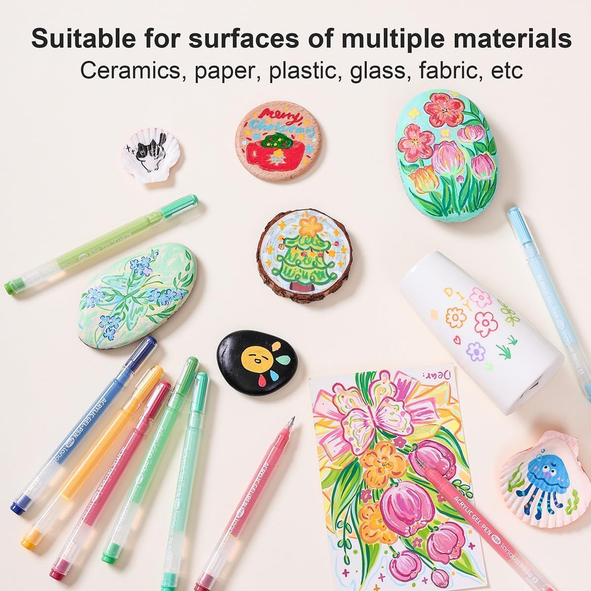 Acrylic Gel Pens for Coloring Books, Quick Dry 6 Pcs 1.0mm Fine Point Gel Marker Pen for Drawing, Journaling Art, School Supplies, Sketch color