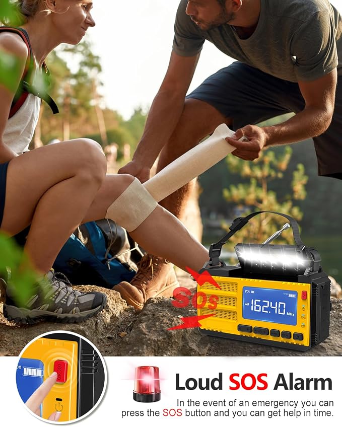 10000mAh Emergency Hand Crank Radio, AM/FM/NOAA Weather Alert, Solar Powered - Image 6