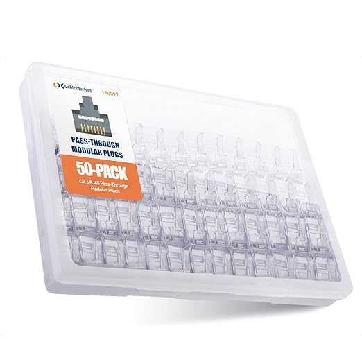 Cable Matters 50-Pack Cat 6 Pass Through RJ45 Connectors, 50µ Gold Plated by CableMatters