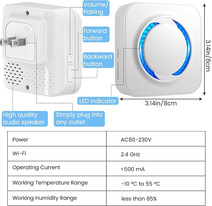 Smart Doorbell Chime 2 Pack White– Compatible - Image 8