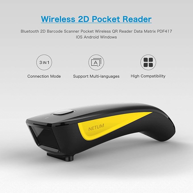 NETUM Mini Barcode Scanner Bluetooth Compatible, Small Portable USB Bar Code - Image 2