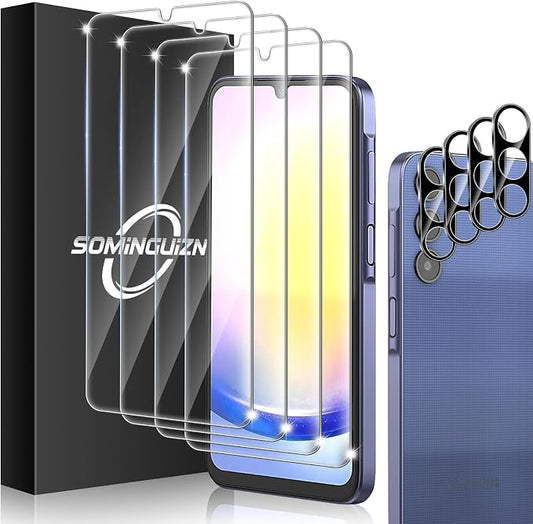 4+4 Pack for Samsung Galaxy A25 5G Screen Protector & Phone Camera Lens by SOMINGUIZN