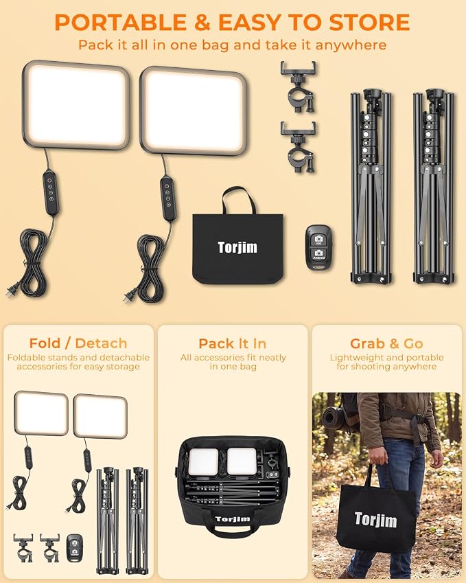 Torjim 12 Inch Video Light Kit for Creators, 30W High Brightness Studio Lights - Image 5