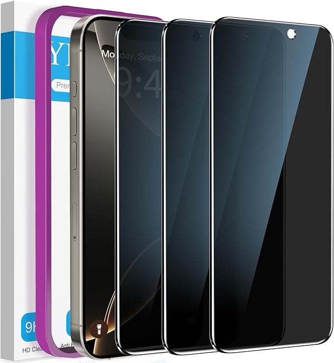 YMHML Compatible for iPhone 16 Pro Privacy Screen Protector Tempered Glass by YMHML