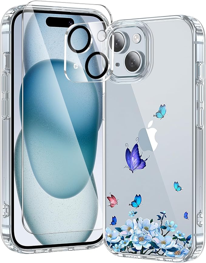 toushion 3 in 1 for iPhone 15 Plus Case Clear Printed Design | by Unknown