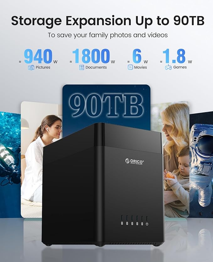ORICO 5 Bay 3.5 Inch Hard Drive Enclosure USB C to SATA Magnetic Tool-Free - Image 3
