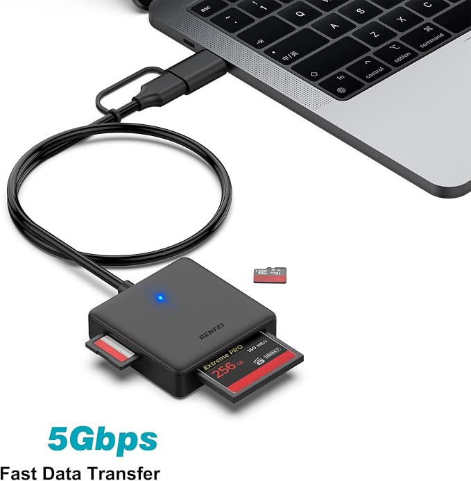 Memory Card Reader, BENFEI 4in1 USB 3.0 and USB-C to SD Micro SD MS CF Card - Image 5