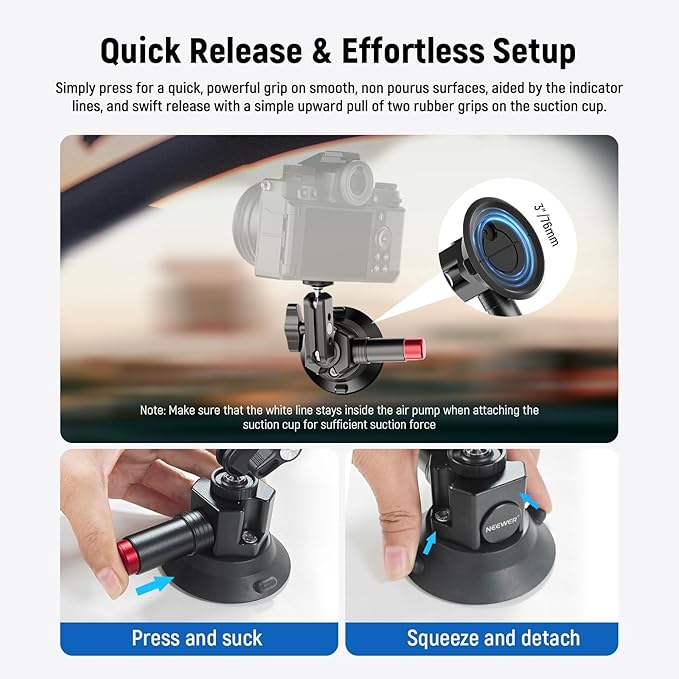Neewer 3" Suction Cup Camera Mount Bracket - Image 4