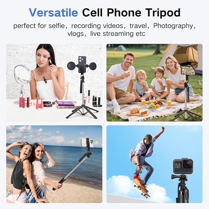 Vlogging Kit for iPhone/Android, Metal Selfie Stick Tripod for iPhone - Image 3