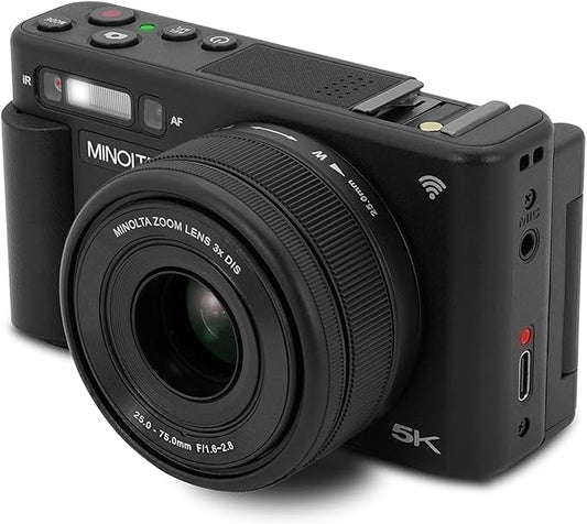 Minolta 72MP Digital Camera, 5K Ultra HD Video, 24-75mm Optical Zoom Lens by Minolta