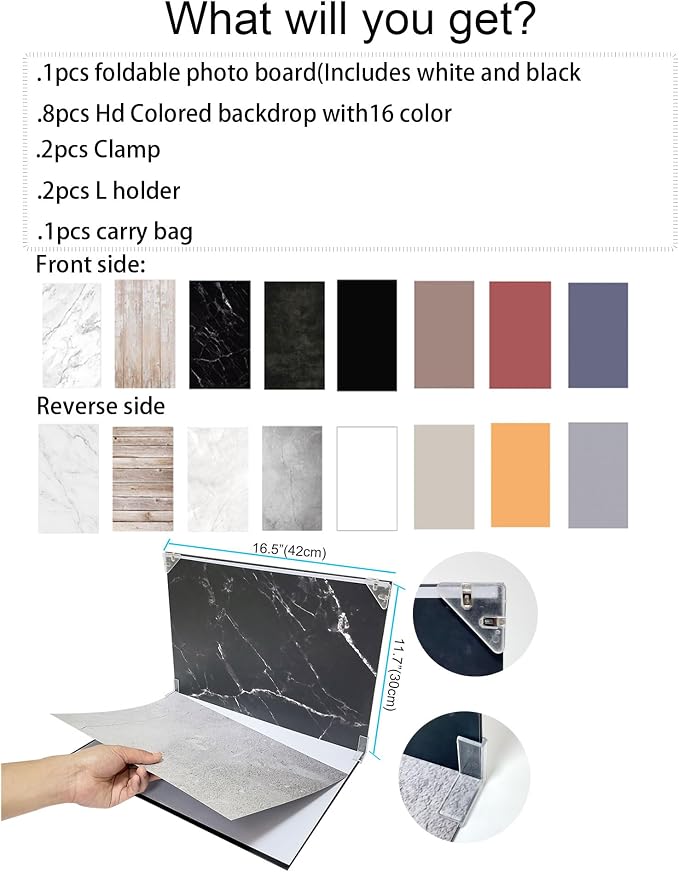 BYSTONE Small Size Photography Backdrops Kit:8Pcs 16 Patterns Small Product - Image 5