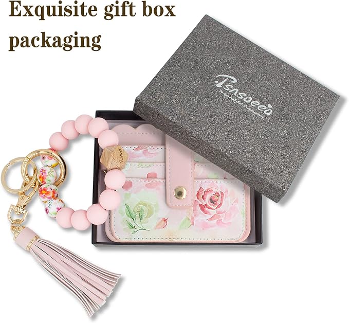 Keychain Wallet Wristlet Small Credit Card Holder Bracelet Key Chain Purse - Image 2