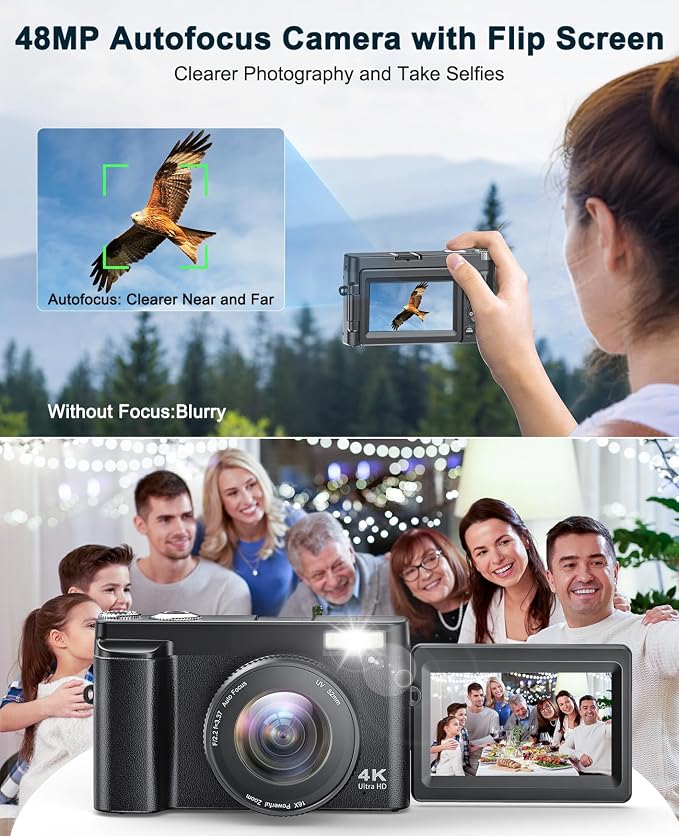 4K Digital Camera for Beginners & Teens, Autofocus 48MP Vlogging Camera for - Image 3
