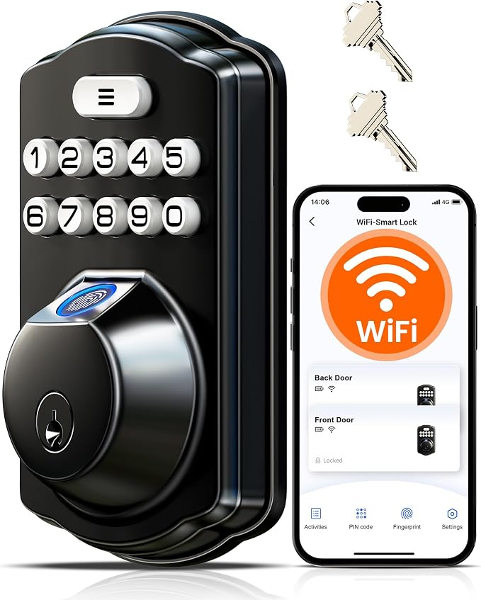 Veise VE012W Built-in WiFi Fingerprint Smart Lock, App Remote Control, by Veise