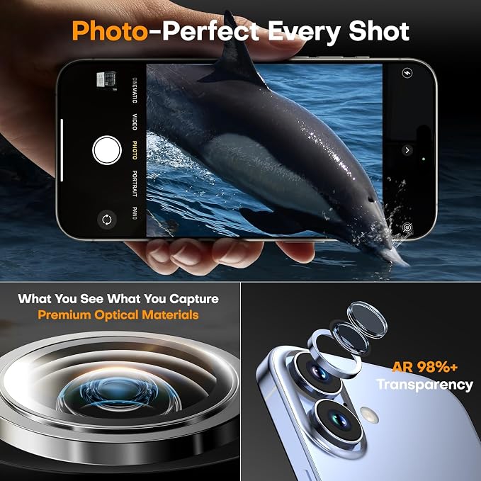 Camera Lens Protector for iPhone 17/16/16 Plus, Tempered Glass Metal Individual - Image 5