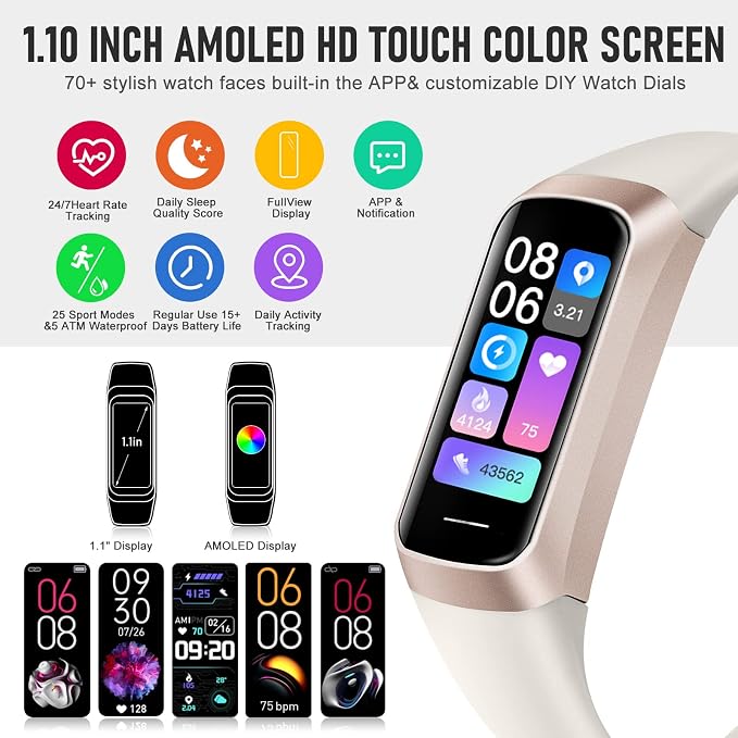 Fitness Tracker with 24/7 Heart Rate, Health Tracker with Step Counter Calories - Image 2