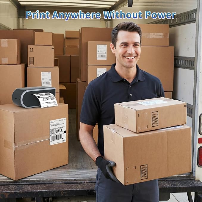 JADENS Battery Powered Thermal Printer, Cordless 4x6 Shipping Label Printer - Image 7