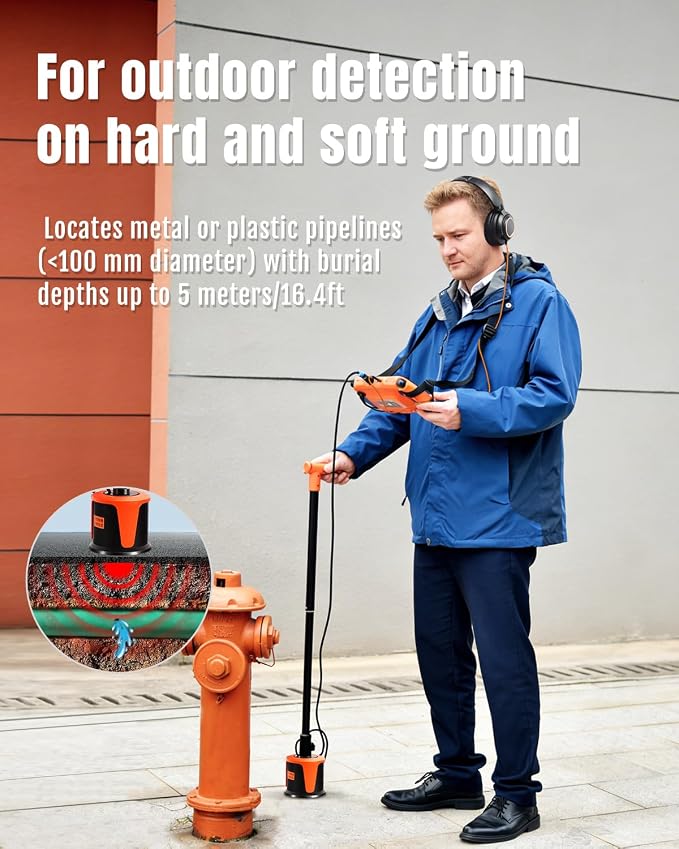 Underground Water Leak Detector, Indoor/Outdoor Plumber Leak Detector 5m Depth - Image 2