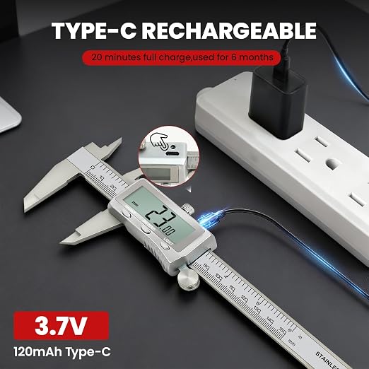 Digital Caliper 6 Inch, Rechargeable Calipers - Image 2