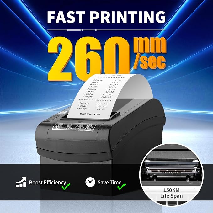 NETUM 80mm Thermal Receipt Printer, WiFi POS Printer - Image 3