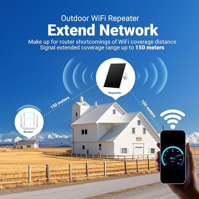 Solar Outdoor Repeater, Weatherproof Wi-Fi Range Extender-2.4GHz Outdoor - Image 3